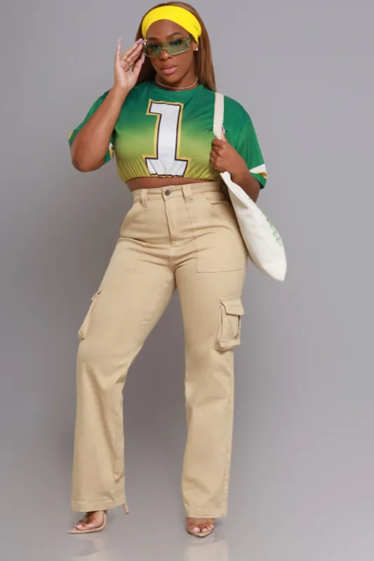 Add It Up High Rise Cargo Pants - Khaki sold by Swankaposh