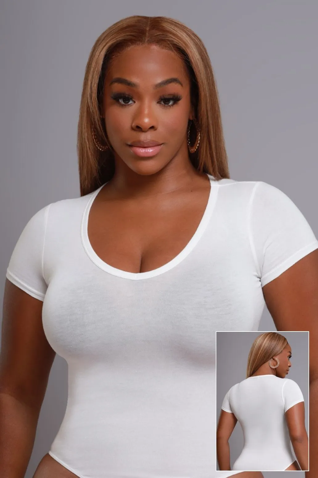 Must Have Basic Bodysuit - White V-Neck sold by Swankaposh