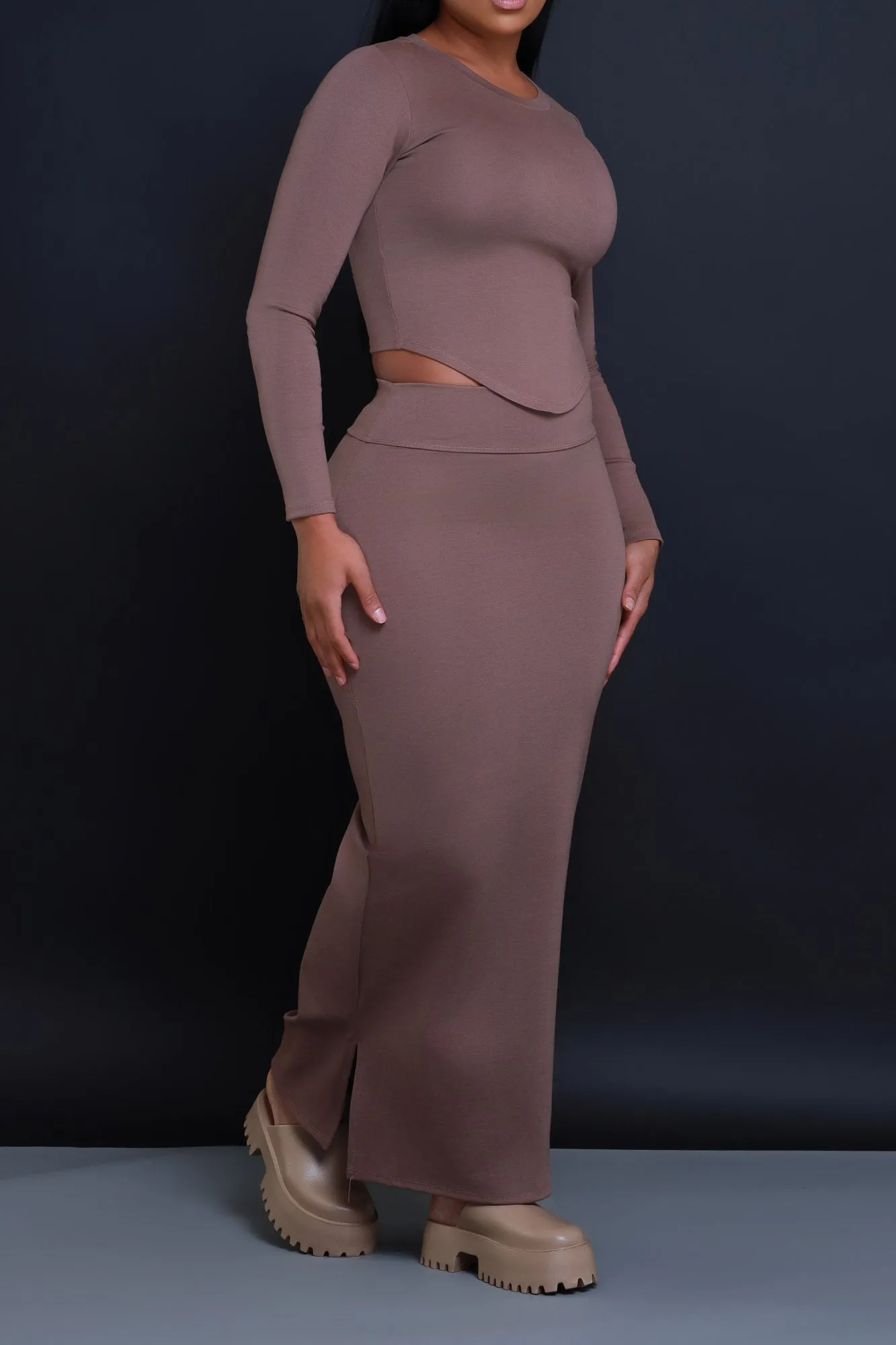 Cross Your Mind Maxi Skirt Set - Brown sold by Swankaposh product image thumbnail 4