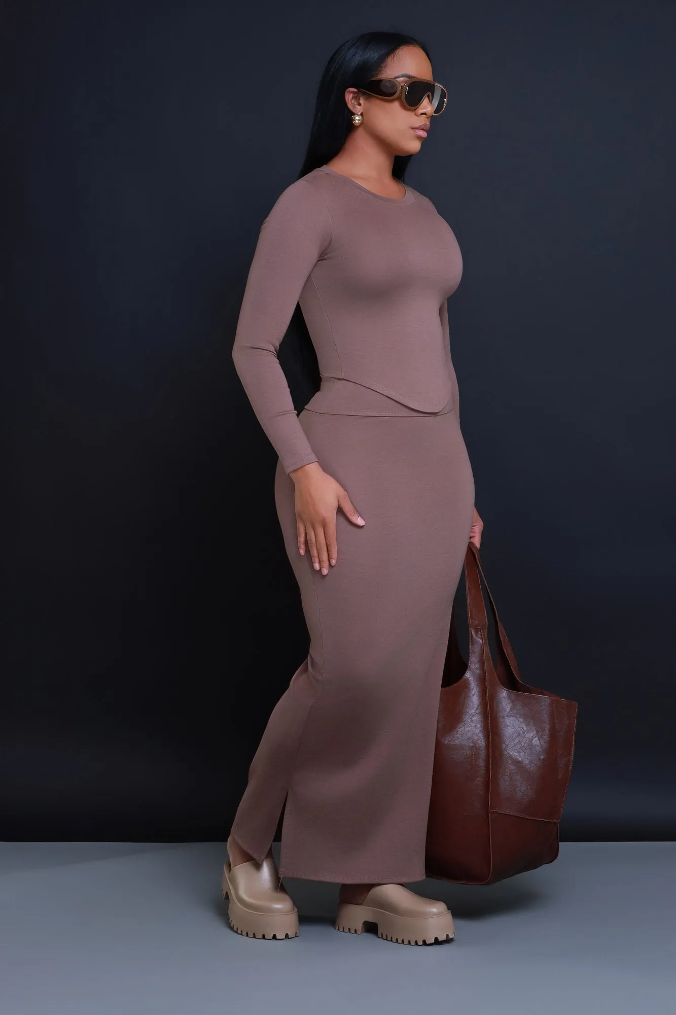 Cross Your Mind Maxi Skirt Set - Brown sold by Swankaposh product image thumbnail 2