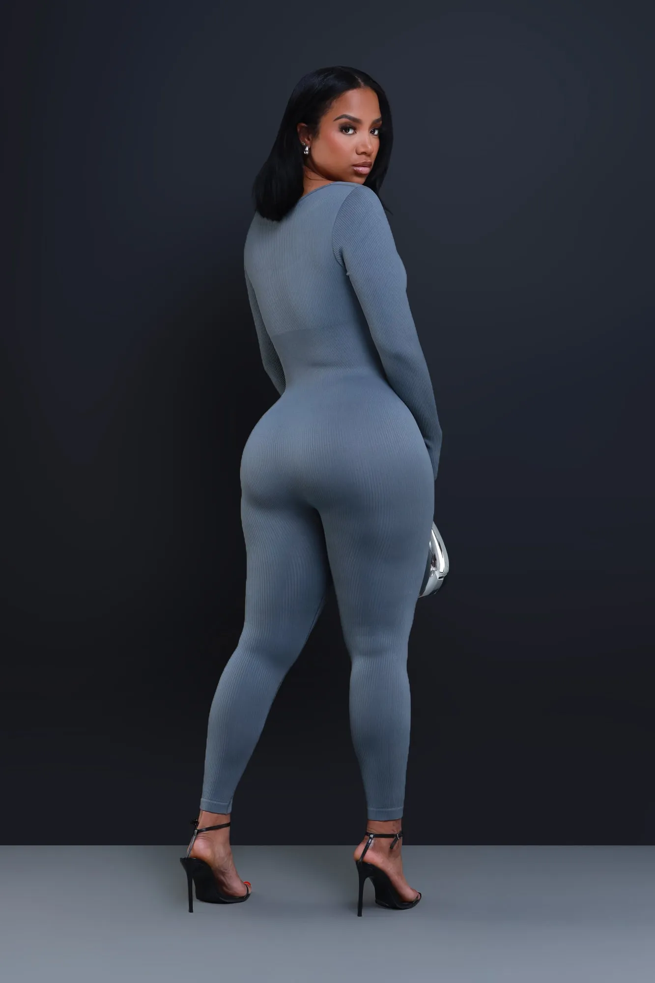 Higher Power Shaping Ribbed Jumpsuit - Grey sold by Swankaposh product image thumbnail 3