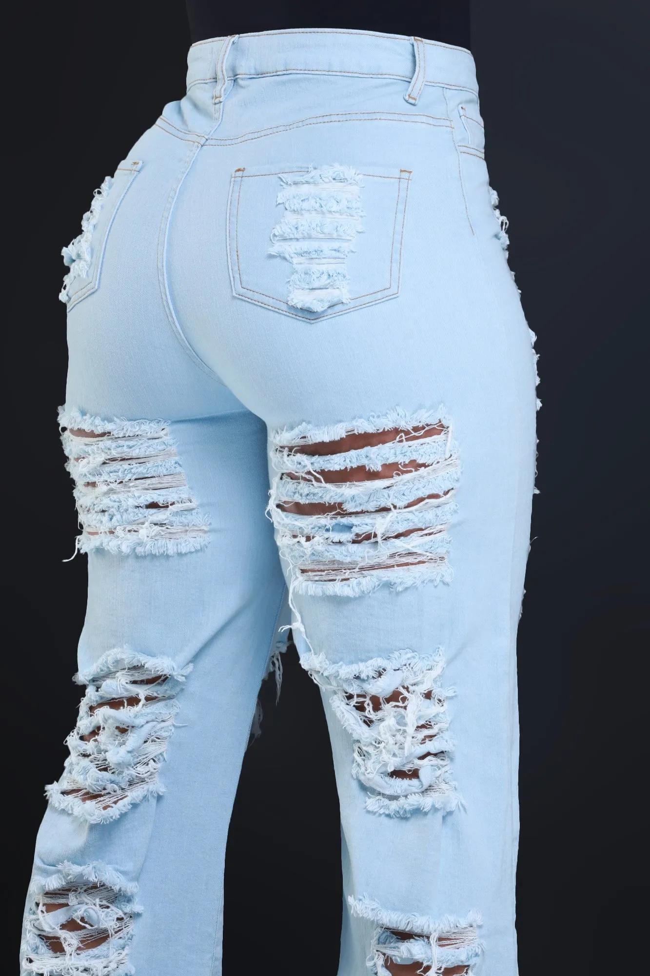 In Too Deep Ultra Distressed Bootcut Jeans - Light Wash sold by Swankaposh product image thumbnail 3