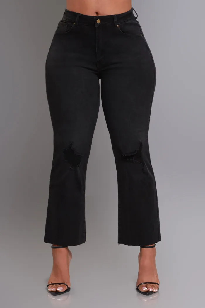 Night Shift High Rise Distressed Hourglass Cropped Jeans - Black sold by Swankaposh product image thumbnail 5