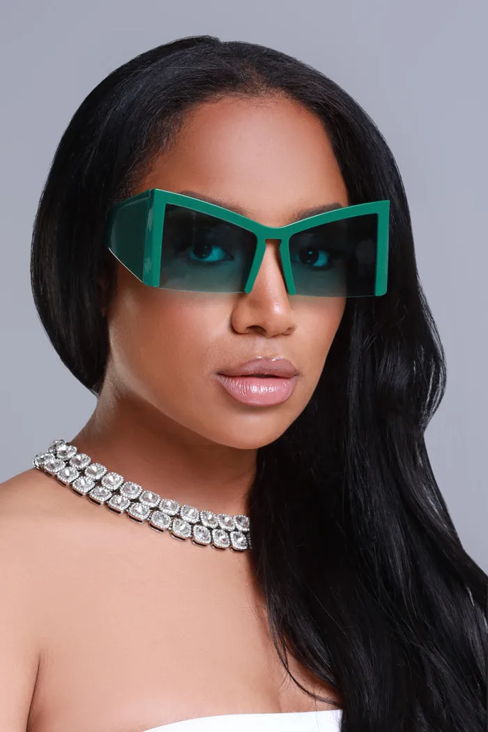 Stay Sharp Retro Cat Eye Sunglasses - Green sold by Swankaposh