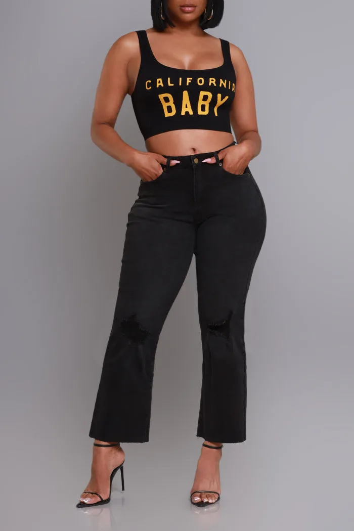 Night Shift High Rise Distressed Hourglass Cropped Jeans - Black sold by Swankaposh product image thumbnail 3