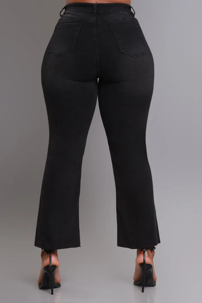 Night Shift High Rise Distressed Hourglass Cropped Jeans - Black sold by Swankaposh product image thumbnail 2