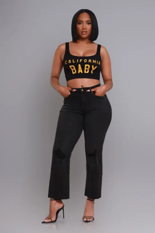 Night Shift High Rise Distressed Hourglass Cropped Jeans - Black sold by Swankaposh