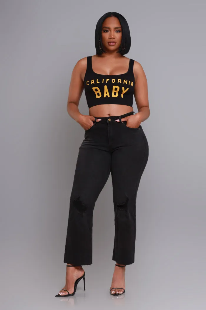 Night Shift High Rise Distressed Hourglass Cropped Jeans - Black sold by Swankaposh