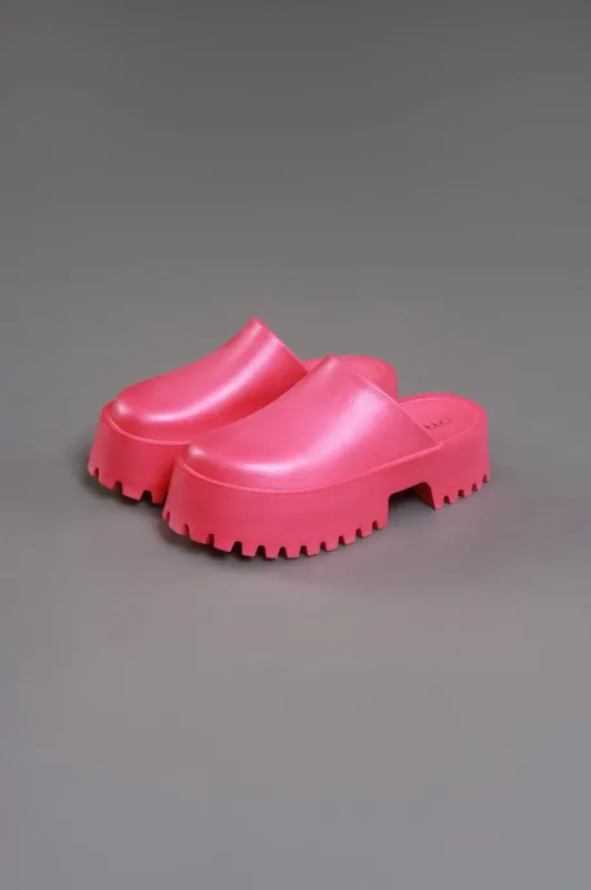 No Such Luck Platform Chunky Slides - Pink sold by Swankaposh