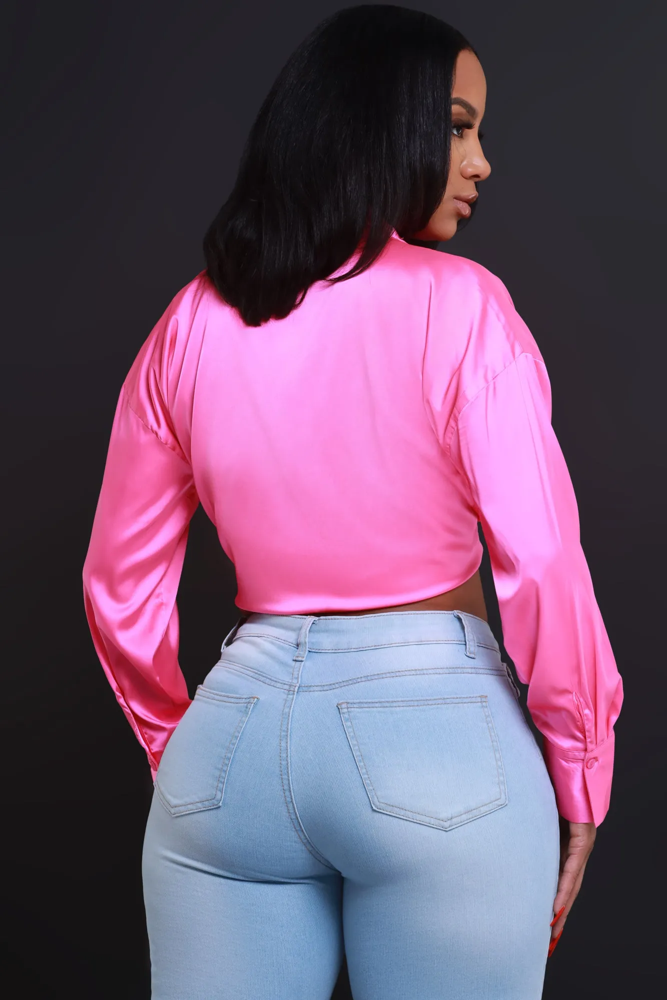 Above The Law Satin Tie Up Blouse - Pink sold by Swankaposh product image thumbnail 3