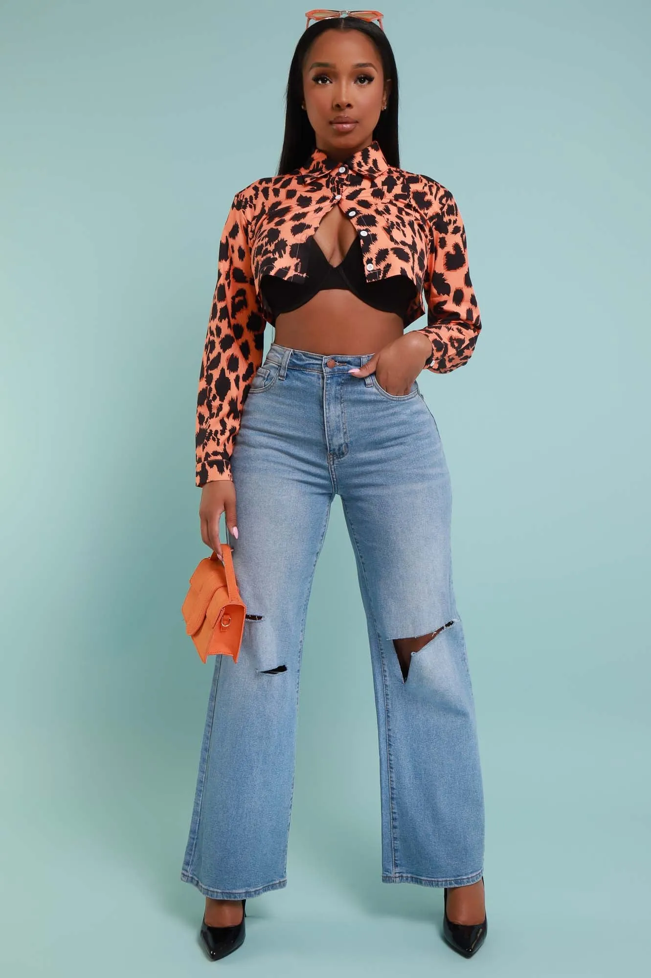 Best In The Game Print Crop Top - Orange/Black sold by Swankaposh product image thumbnail 5