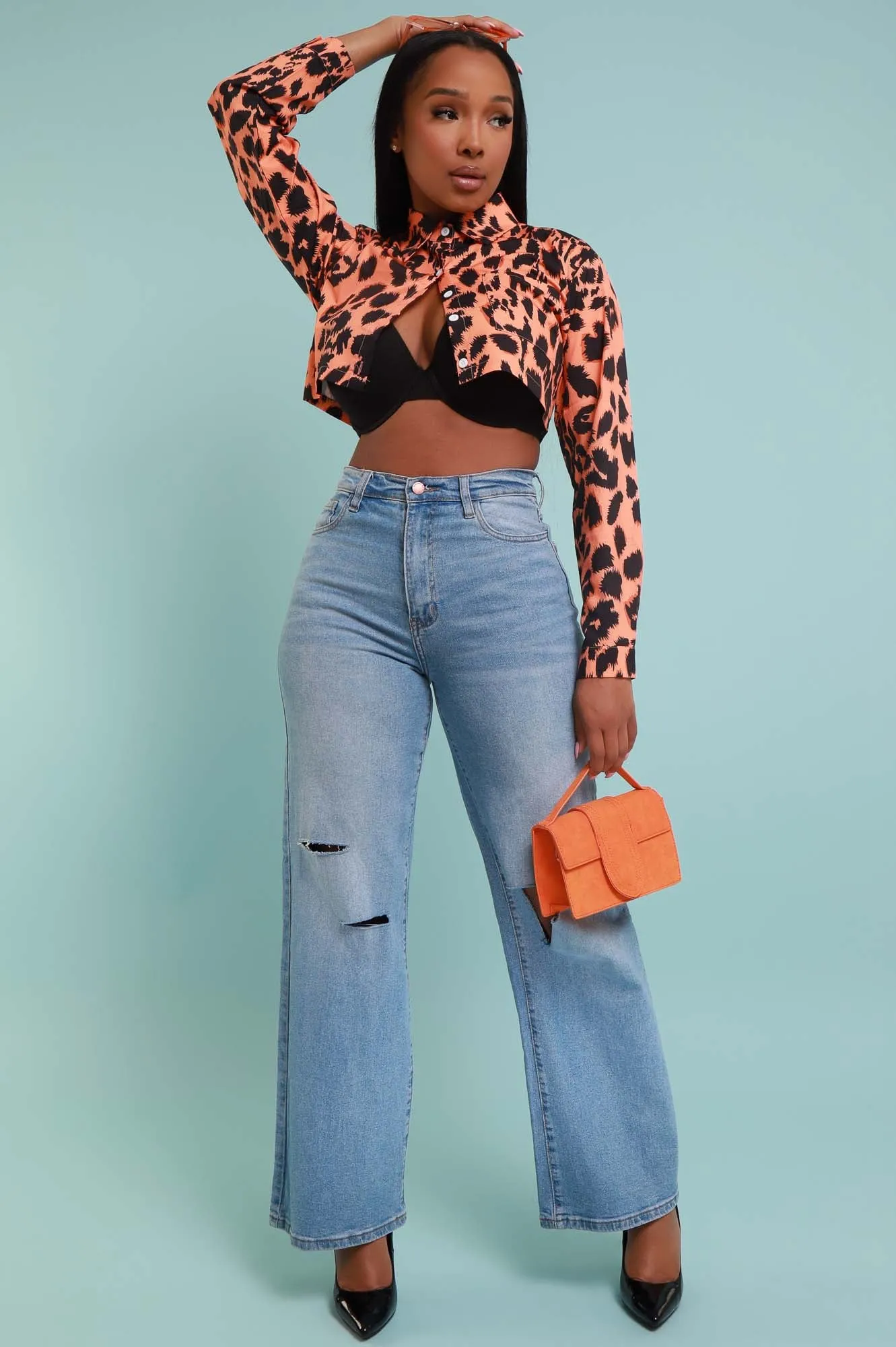 Best In The Game Print Crop Top - Orange/Black sold by Swankaposh product image thumbnail 2