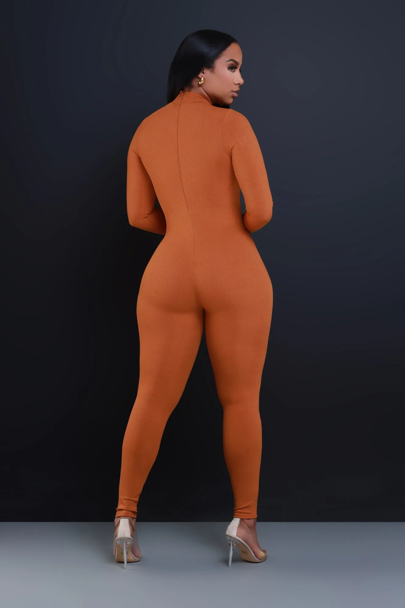 Tap Out Cellulite Deleter Mock Neck Jumpsuit - Copper sold by Swankaposh product image thumbnail 3
