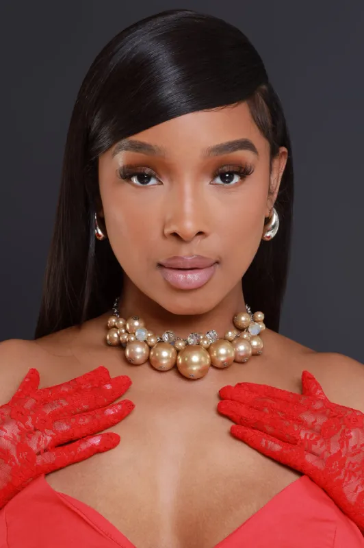 Stay Believing Pearl Statement Necklace Set - Gold sold by Swankaposh