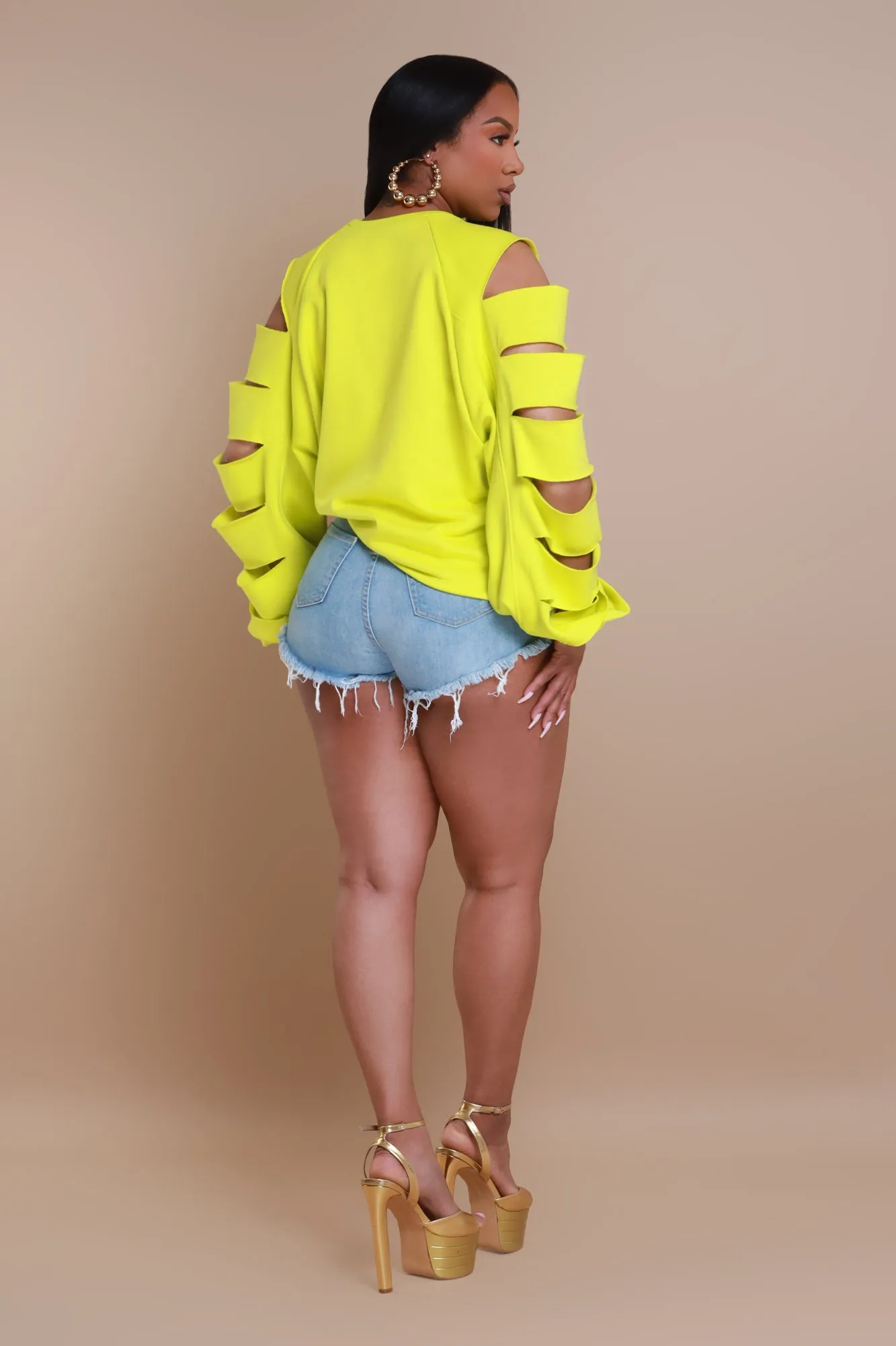 Feeling Edgy Laser Cut Sweatshirt - Lime sold by Swankaposh product image thumbnail 2