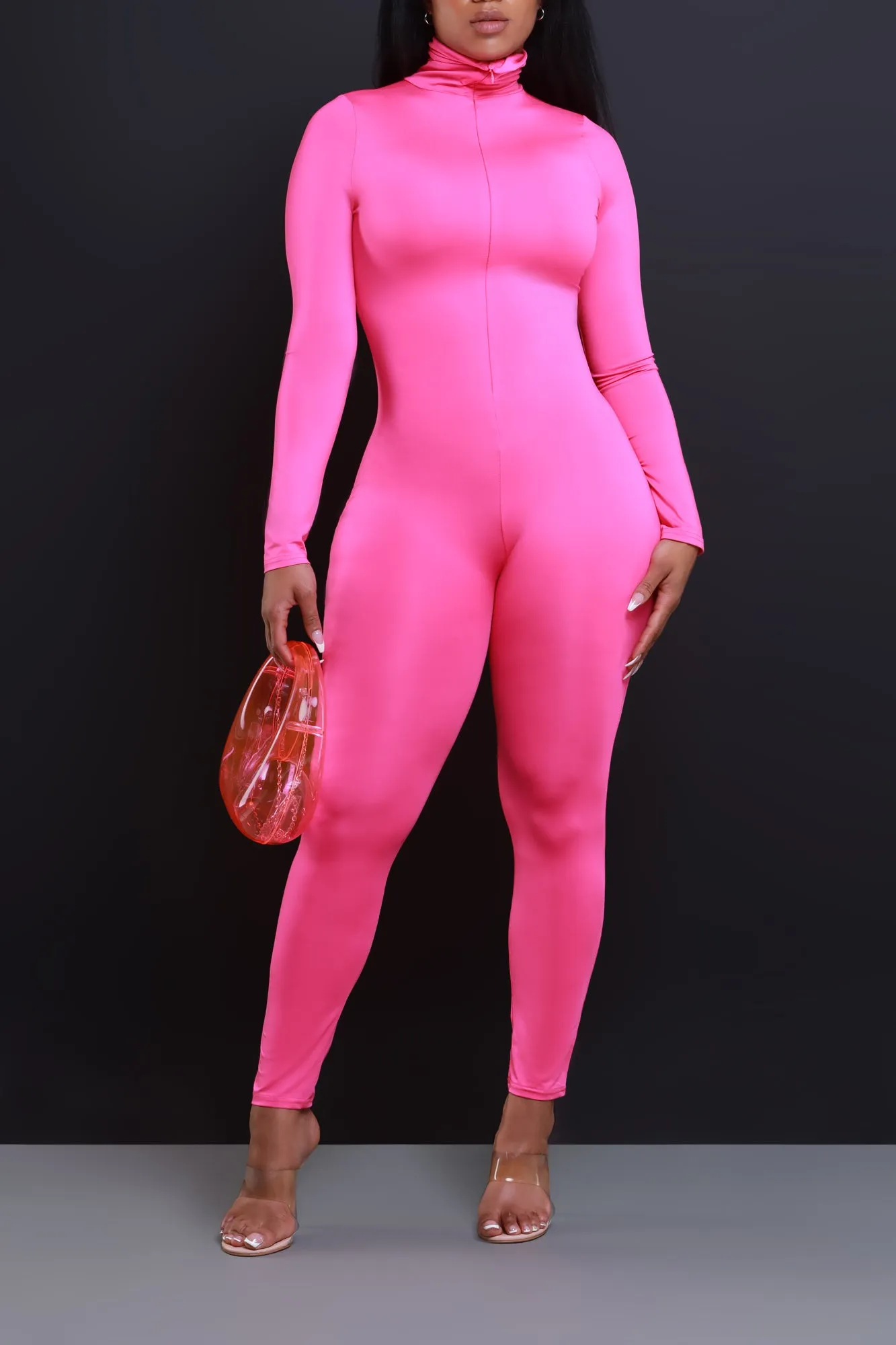High Class Mock Neck Jumpsuit - Fuchsia sold by Swankaposh