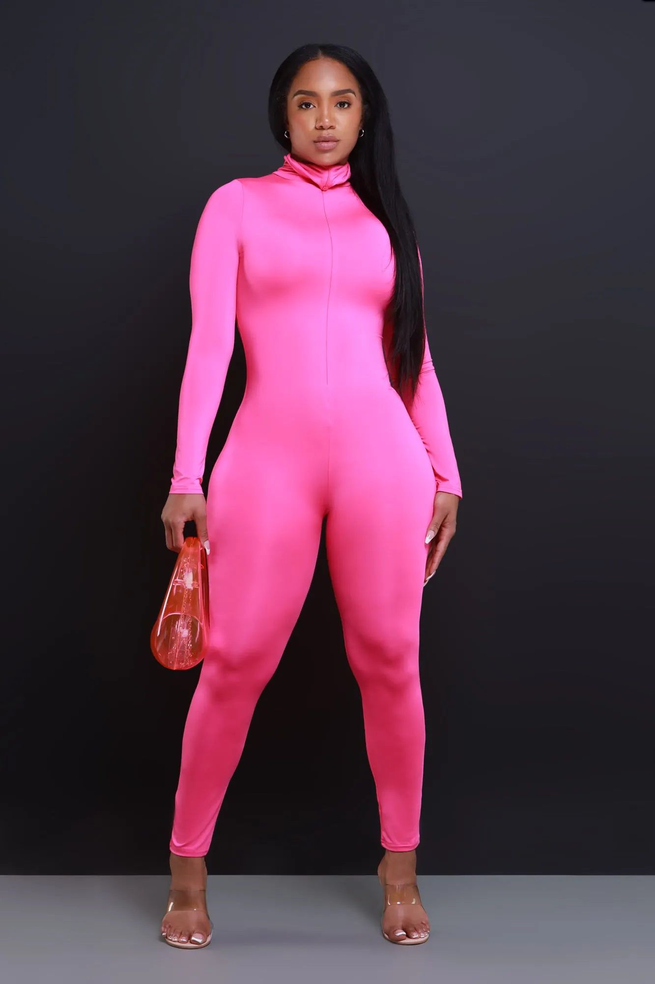 High Class Mock Neck Jumpsuit - Fuchsia sold by Swankaposh product image thumbnail 3