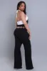 Big Deal High Rise Wide Leg Denim Pants - Black sold by Swankaposh