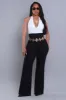 Big Deal High Rise Wide Leg Denim Pants - Black sold by Swankaposh