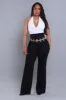 Big Deal High Rise Wide Leg Denim Pants - Black sold by Swankaposh