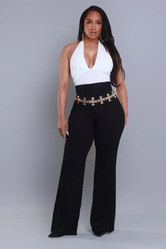 Big Deal High Rise Wide Leg Denim Pants - Black sold by Swankaposh