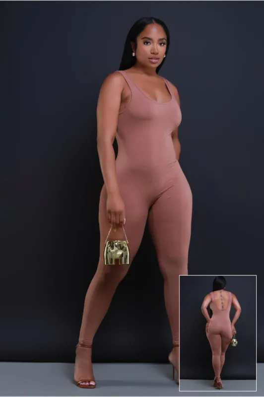 Hit The Spot Sleeveless Jumpsuit - Hazelnut sold by Swankaposh