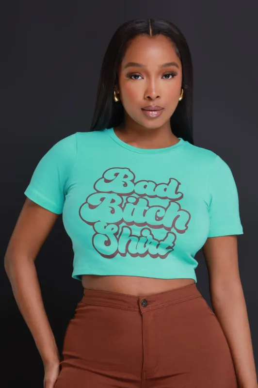 Bad Girl Cropped Graphic T-Shirt - Mint sold by Swankaposh