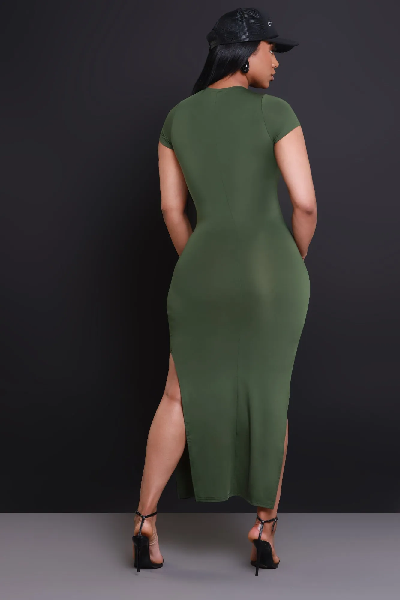 Curtain Call Short Sleeve Maxi Dress - Olive sold by Swankaposh product image thumbnail 4