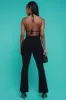 Stay Glam Backless Halter Flared Pants Set - Black sold by Swankaposh