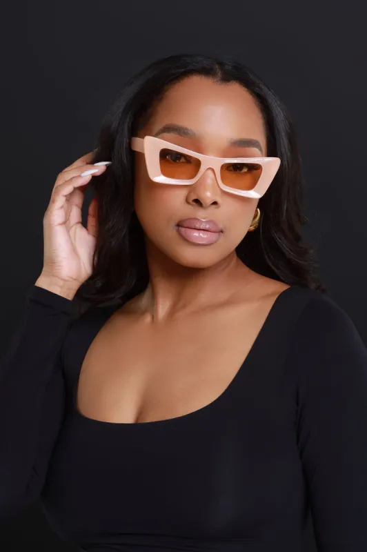 Right Direction Triangular Sunglasses - Light Peach sold by Swankaposh