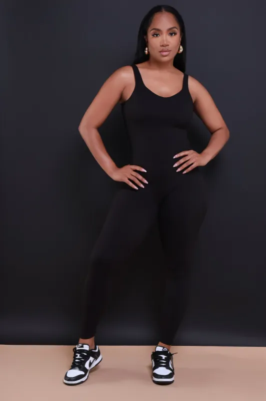 Lowdown Sleeveless Seamless Jumpsuit - Black sold by Swankaposh