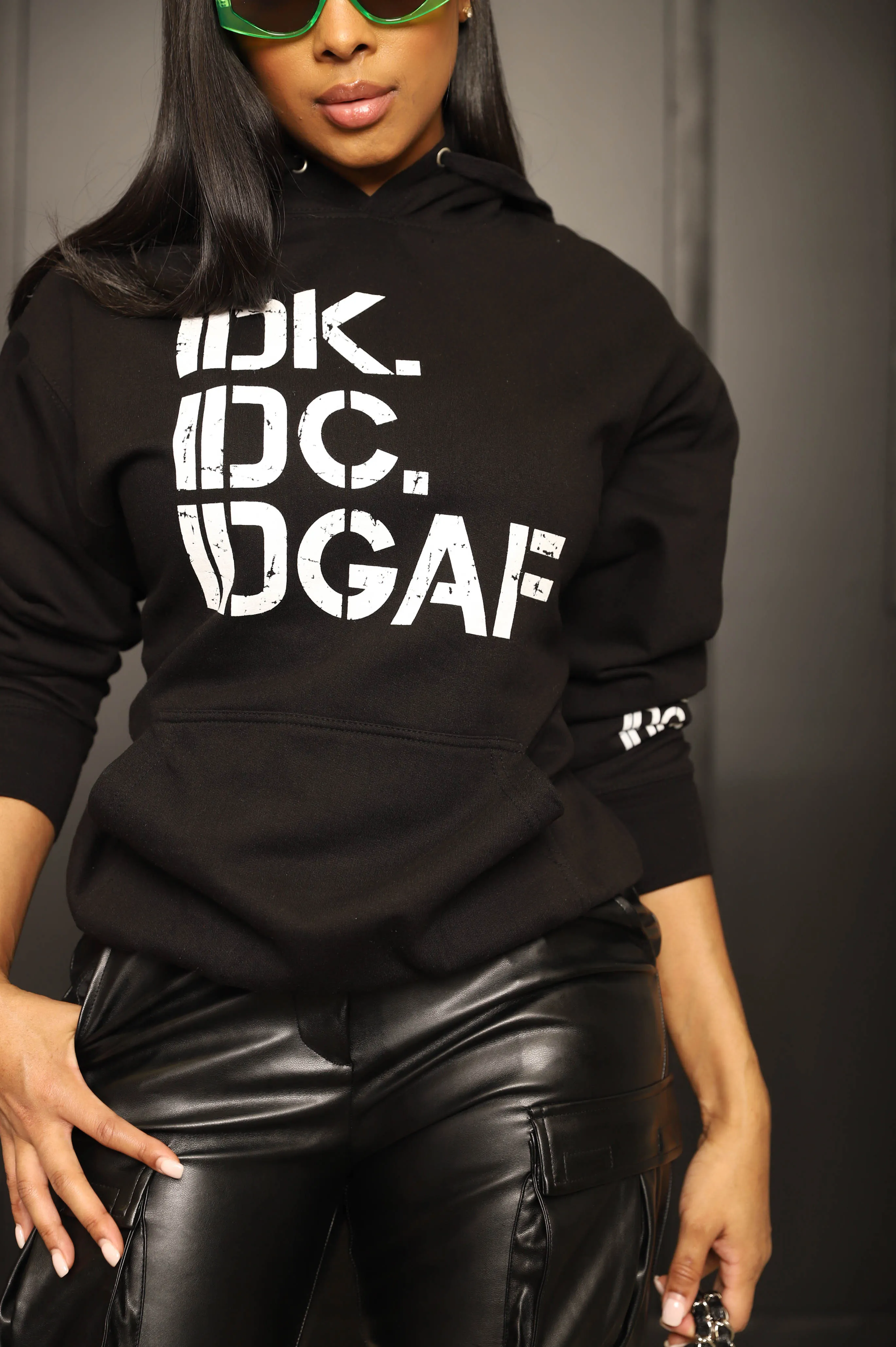 IDK, IDC Graphic Pullover Hoodie - Black sold by Swankaposh