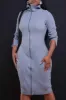 Oh Yeah Ribbed Full Zip Midi Dress - Heather Grey sold by Swankaposh