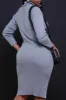 Oh Yeah Ribbed Full Zip Midi Dress - Heather Grey sold by Swankaposh