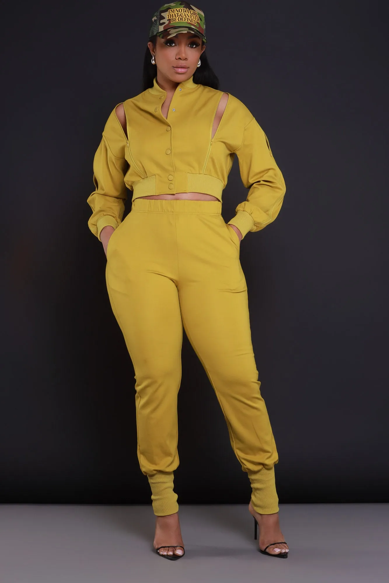 Top Priority Zippered Cropped Jogger Set - Kiwi Lime sold by Swankaposh product image thumbnail 5