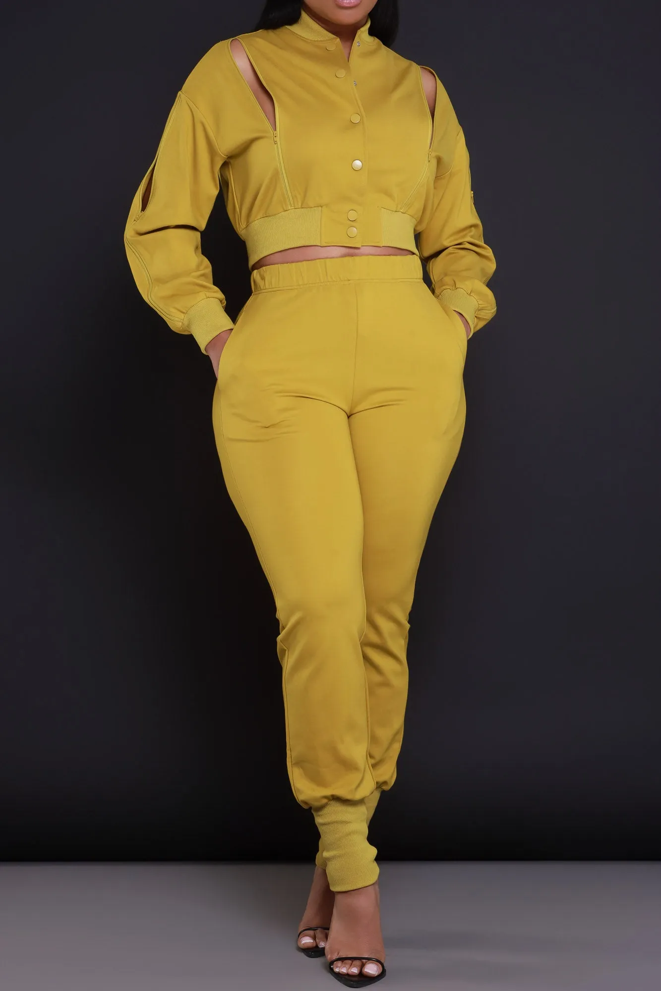 Top Priority Zippered Cropped Jogger Set - Kiwi Lime sold by Swankaposh product image thumbnail 4