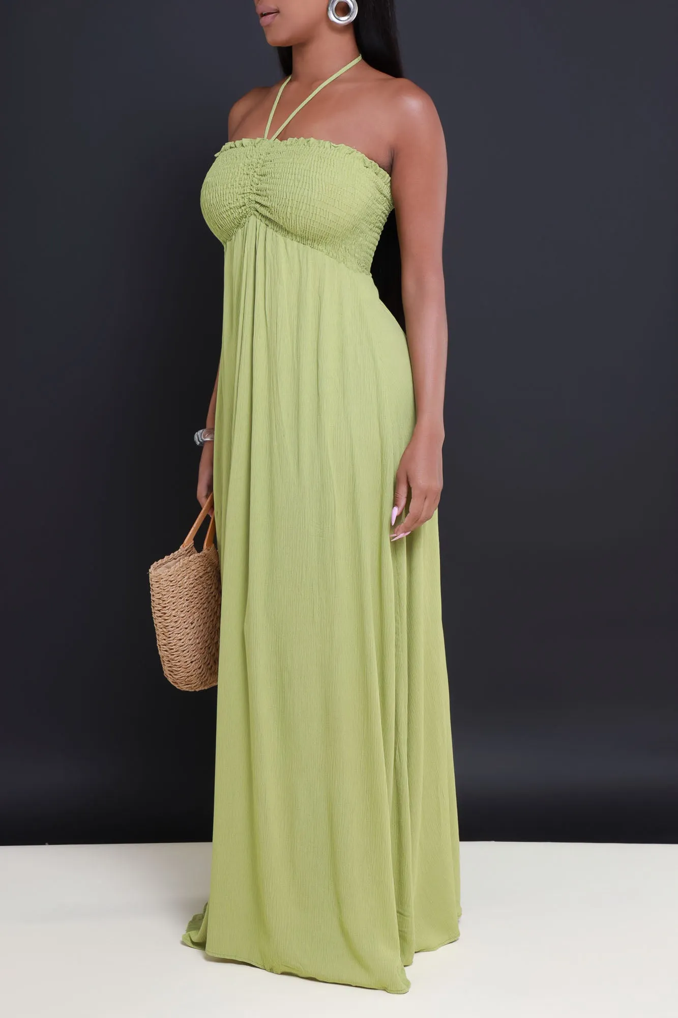 Shady Vibes Halter Maxi Dress - Kiwi Green sold by Swankaposh product image thumbnail 4