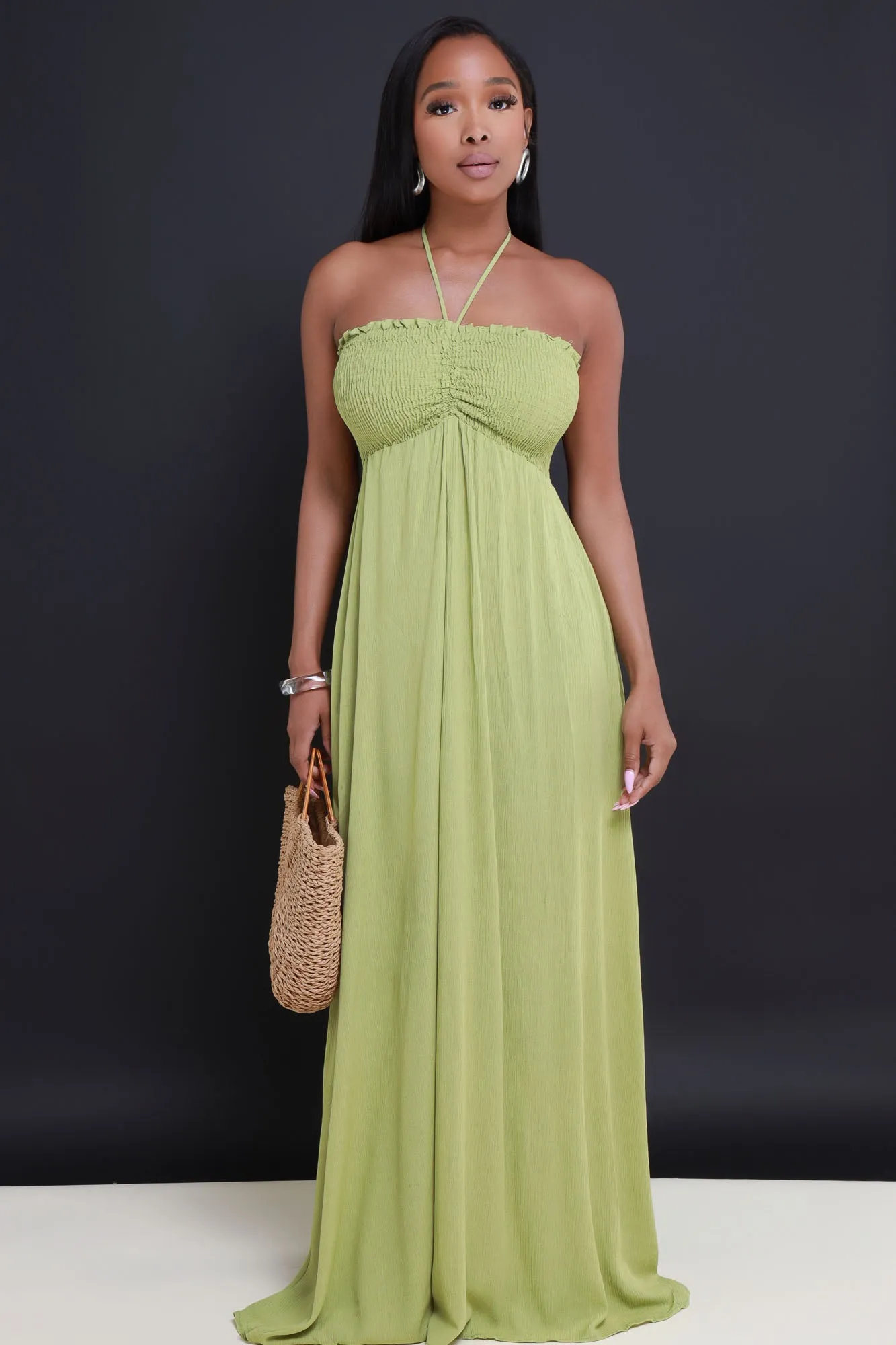 Shady Vibes Halter Maxi Dress - Kiwi Green sold by Swankaposh product image thumbnail 5