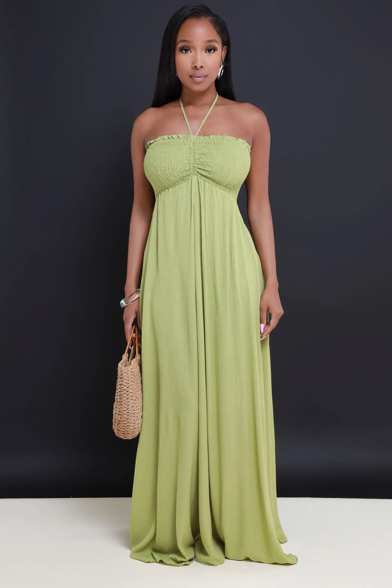 Shady Vibes Halter Maxi Dress - Kiwi Green sold by Swankaposh product image thumbnail 2