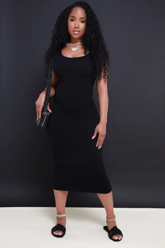 Hot Topic Sleeveless Midi Dress - Black sold by Swankaposh