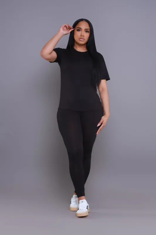 Be Great Short Sleeve Legging Set - Black sold by Swankaposh