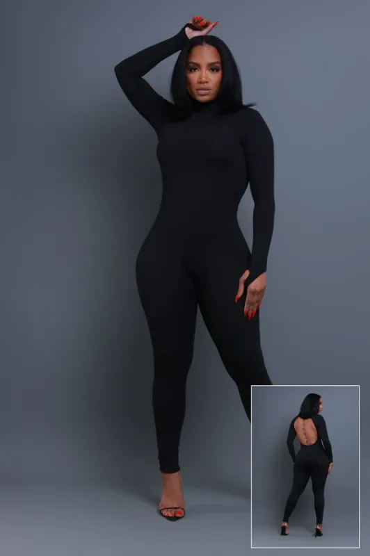 After Hours Open Back Jumpsuit - Black sold by Swankaposh
