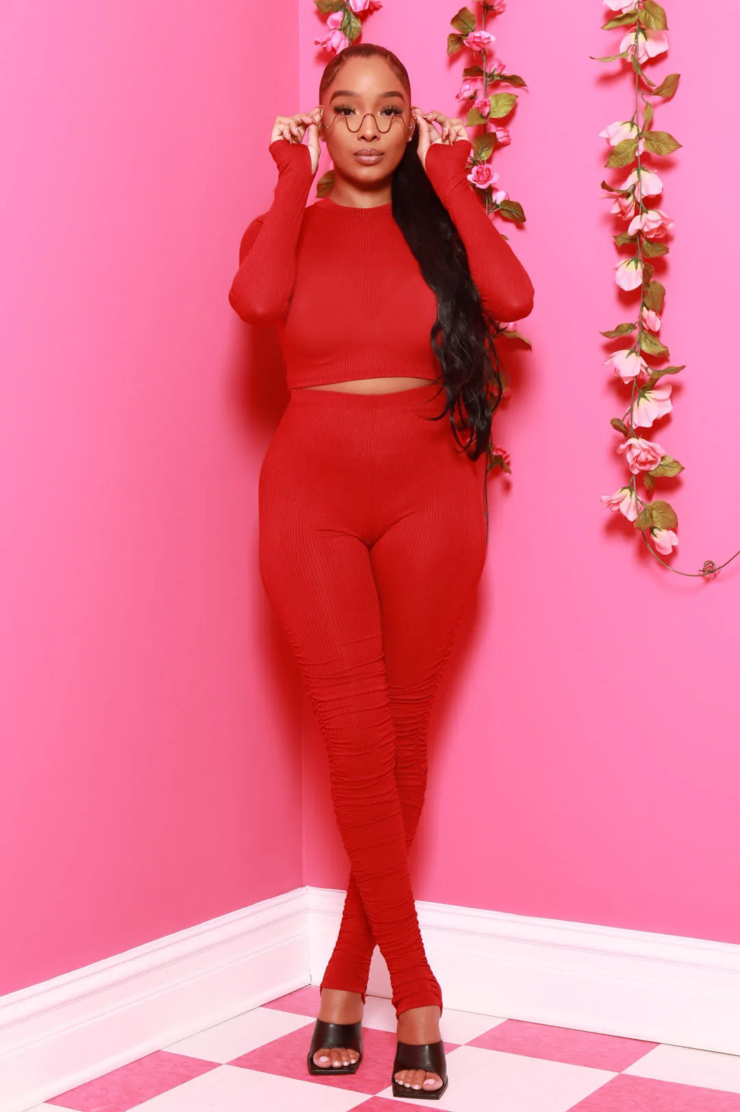 Dead Ringer Ruche Pants Set - Burgundy sold by Swankaposh product image thumbnail 2