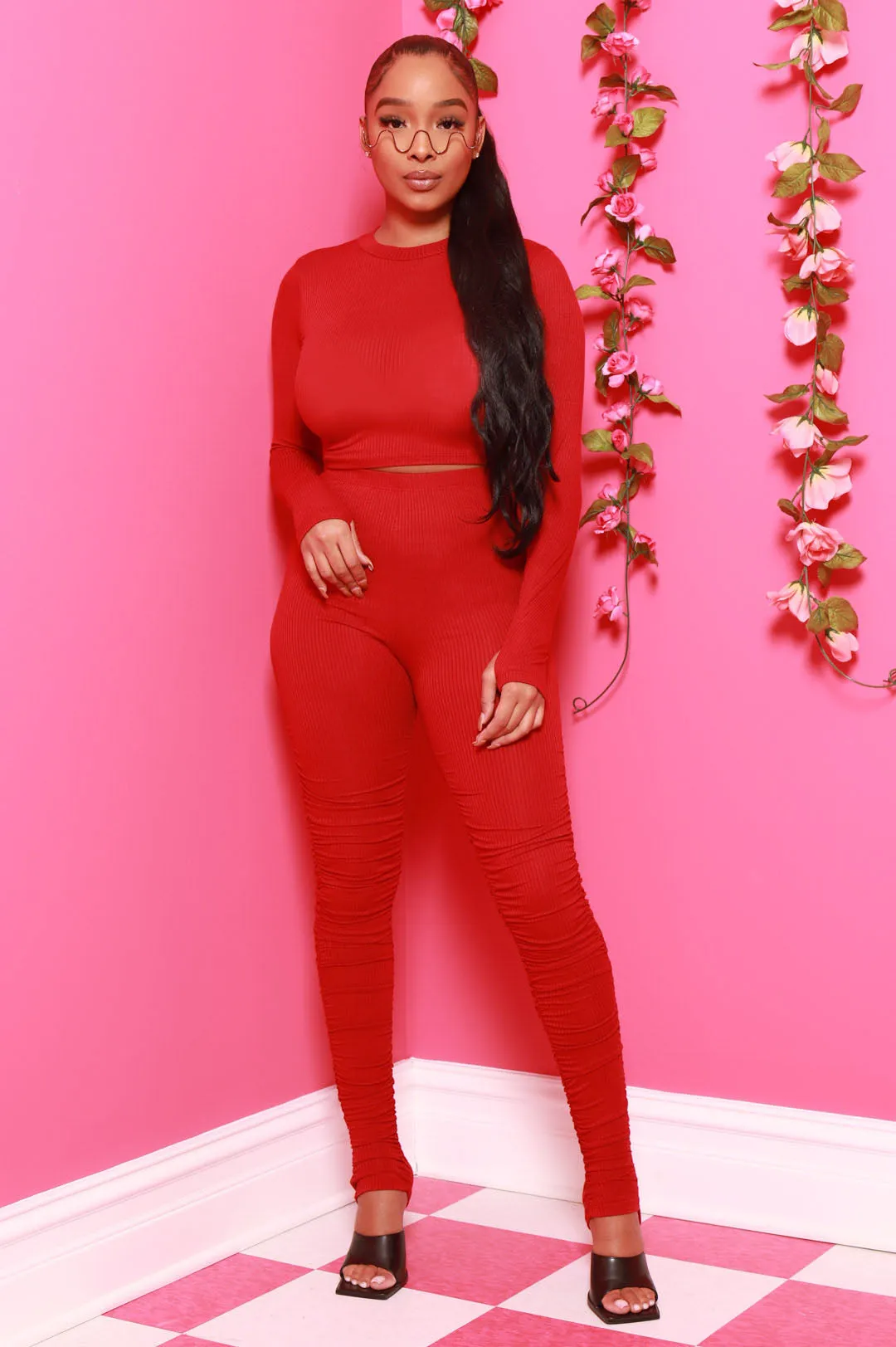 Dead Ringer Ruche Pants Set - Burgundy sold by Swankaposh product image thumbnail 5