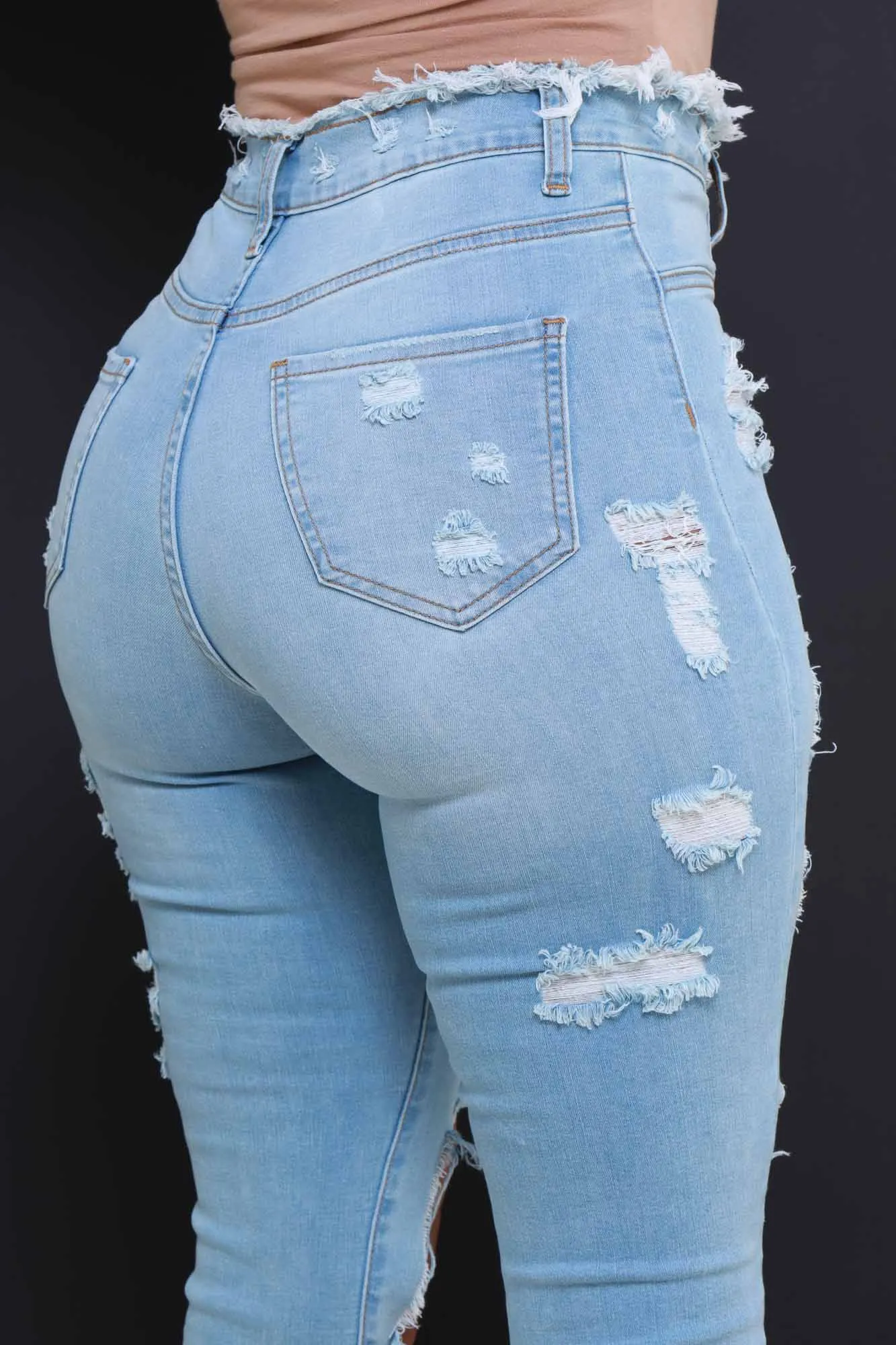 Refill High Rise Distressed Jeans - Light Wash sold by Swankaposh product image thumbnail 3