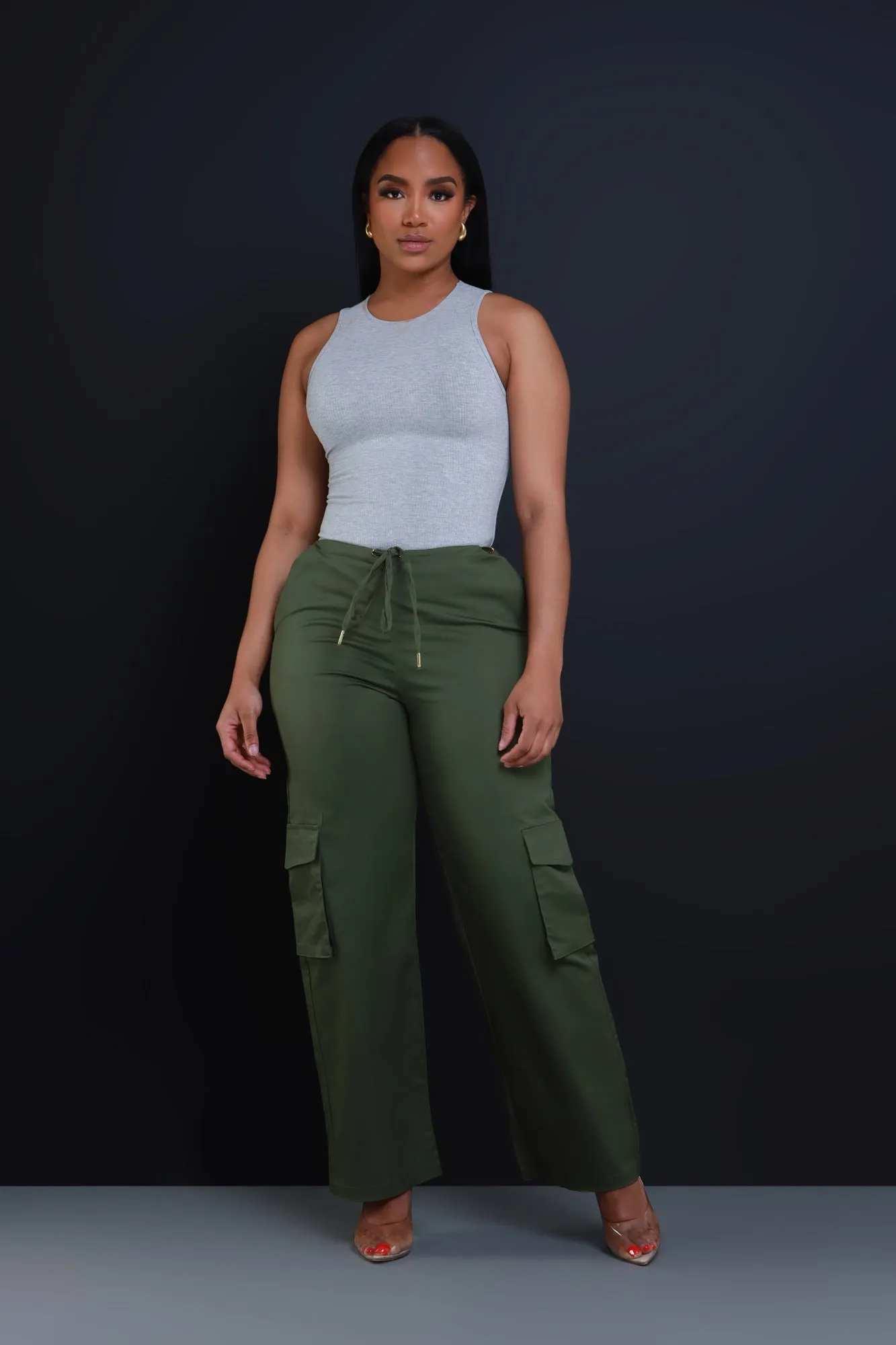 Time To Go High Rise Cargo Pants - Olive sold by Swankaposh product image thumbnail 4