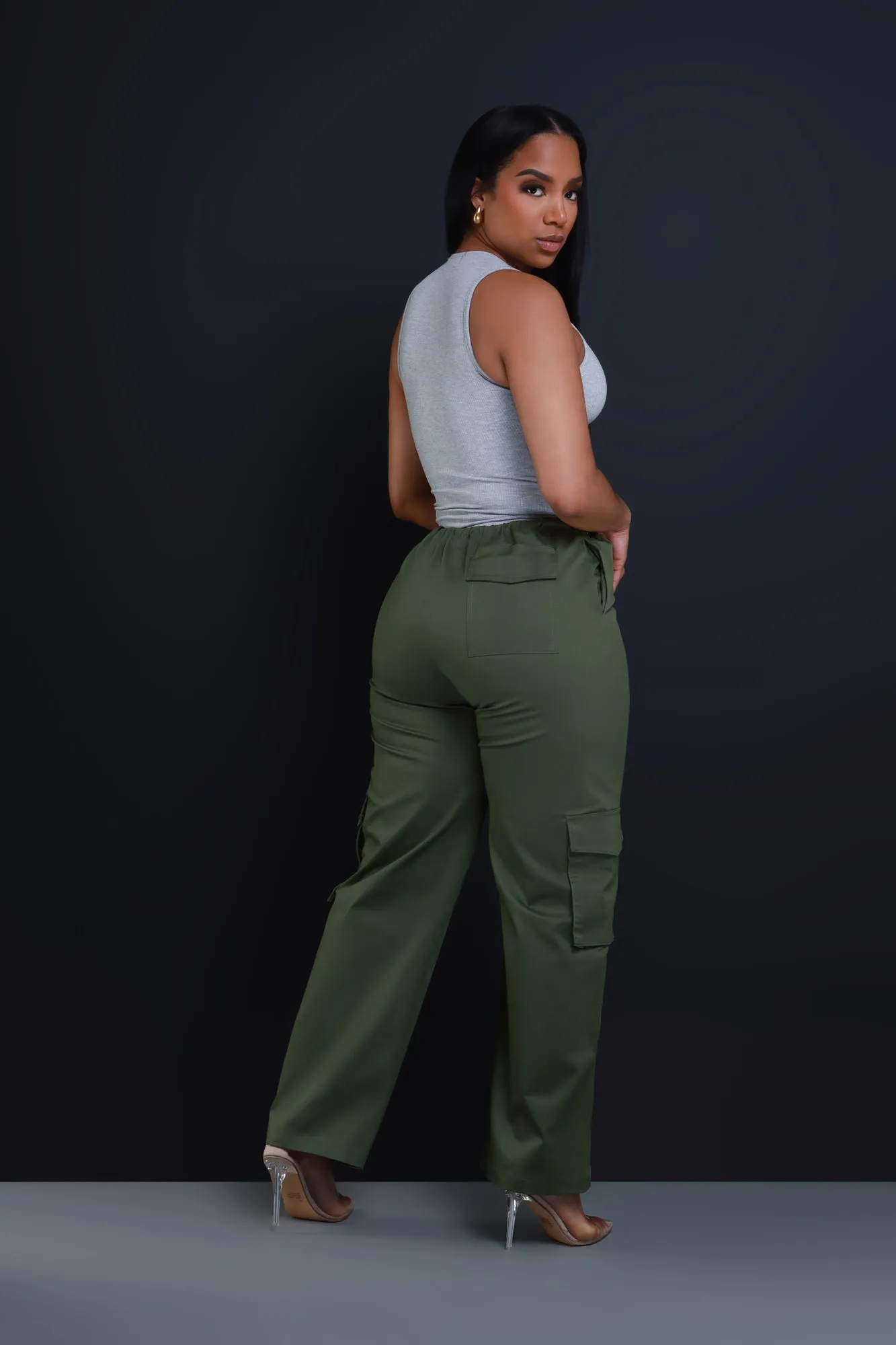 Time To Go High Rise Cargo Pants - Olive sold by Swankaposh product image thumbnail 3