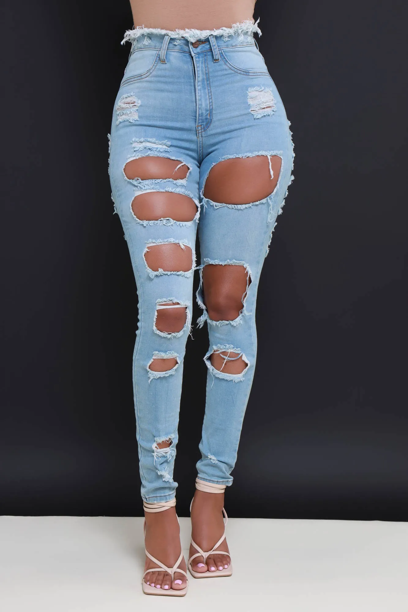 Refill High Rise Distressed Jeans - Light Wash sold by Swankaposh product image thumbnail 2
