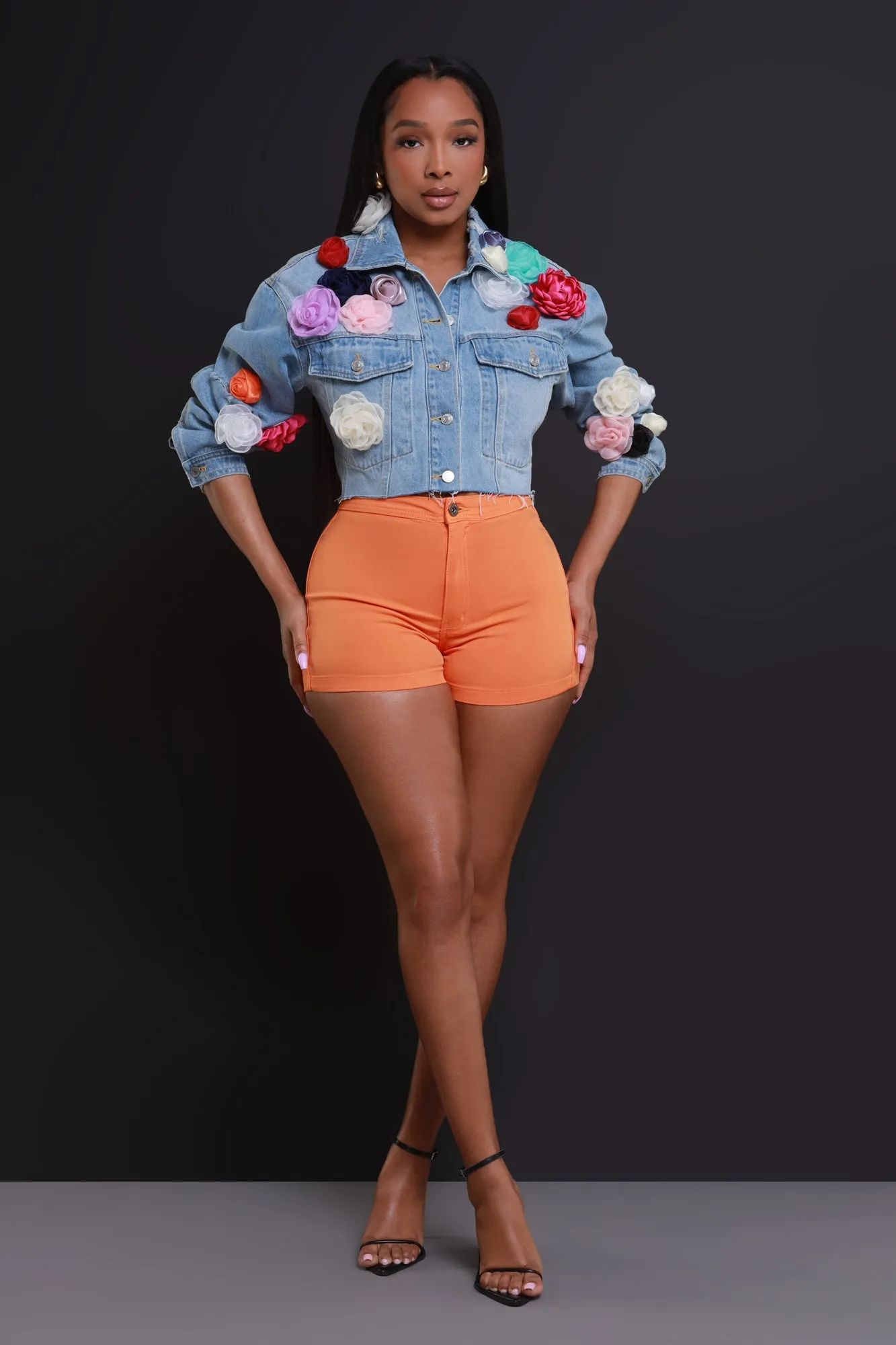 Feel My Love Floral Denim Jacket - Medium Wash sold by Swankaposh product image thumbnail 2