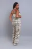 Put Up High Rise Cargo Camo Pants - Khaki/Cream sold by Swankaposh